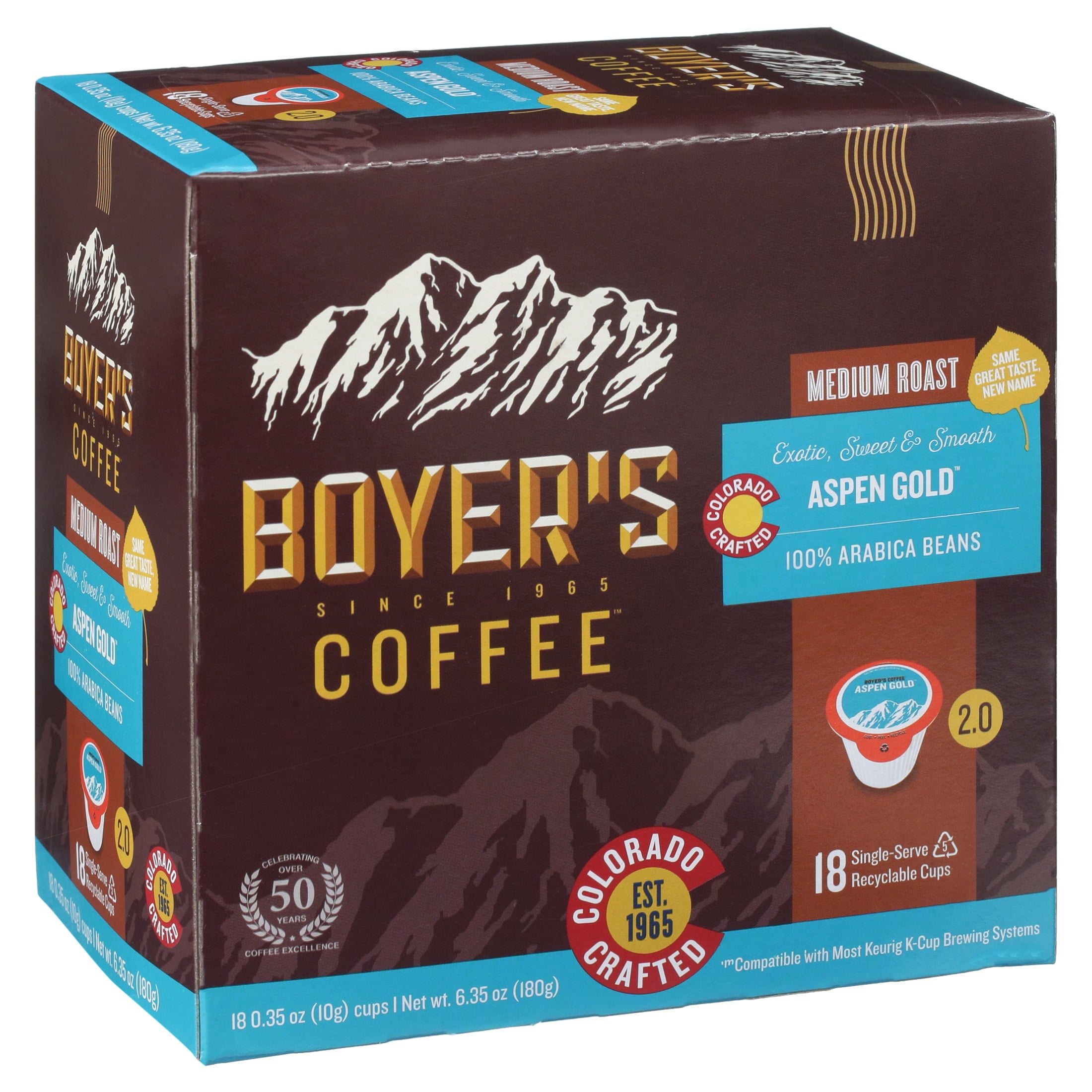 Boyer's Coffee Aspen Gold Medium Roast Keurig Coffee Pods, 18 Ct