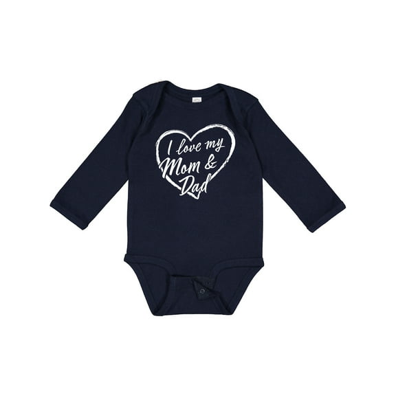 Inktastic I Love My Mom and Dad in White Chalk Heart Boys or Girls Long Sleeve Baby Bodysuit