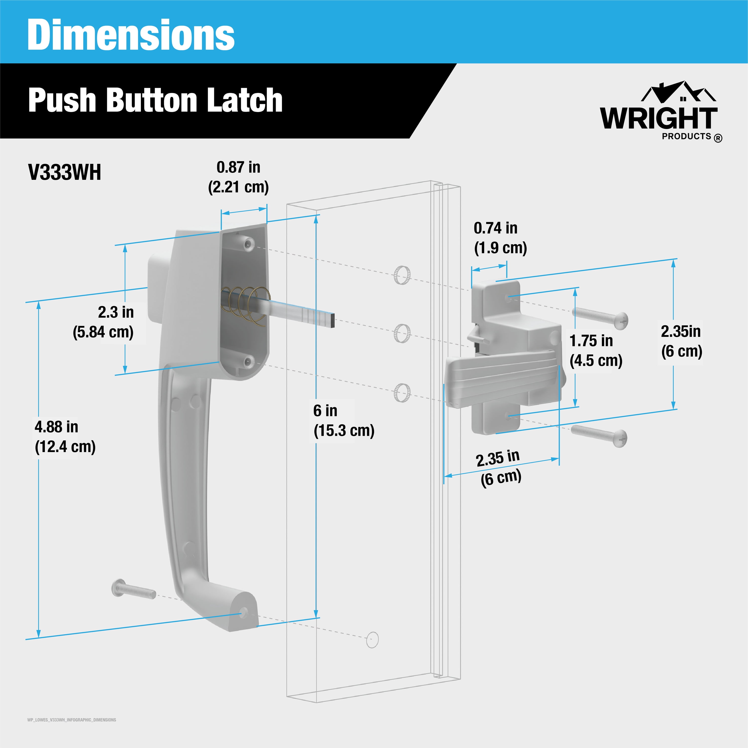 Wright Products Push-Button Screen Door Latch, White, for Out-Swinging Wood and Metal Doors