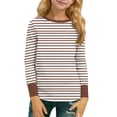 thumbnail image 2 of UQJfacai Girls Long Sleeve T Shirts Kids Crewneck Soft Tunic Tops Teen Girl Casual Striped Color Block Summer Tees 5-16 Years, 2 of 9