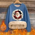 thumbnail image 2 of successthop Christmas Sweatshirts Women Cute Santa Fleece Plus Size Crewneck Long Sleeve Sweaters Pullover Tops Blue 4XL, 2 of 9