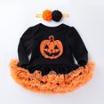 thumbnail image 5 of Conjunto de Pelele de calabaza con diadema para niñas pequeñas, traje de fiesta de carnaval, Cosplay de bebé, mono de Halloween con capucha, trajes, 5 of 5