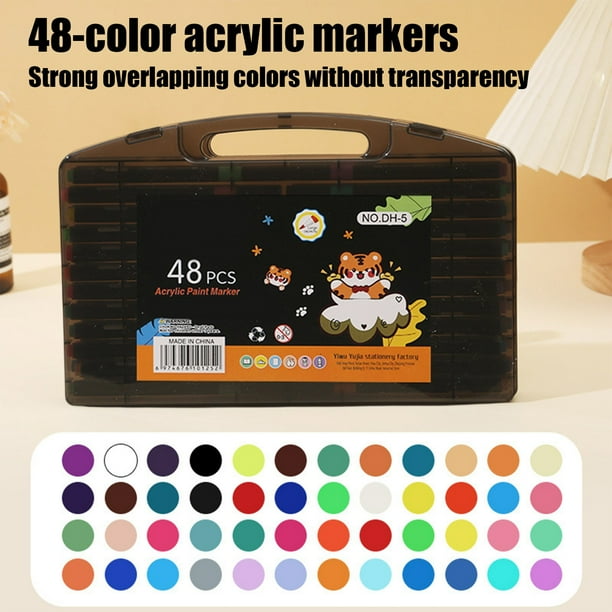 Set de plumas para acuarela - 48 colores con puntas flexibles de nailon para pintura, dibujo y caligrafía • rotuladores a base de agua de 1,5 ml