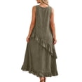 thumbnail image 6 of Blmnix Flowy Dresses Dresses for Women Peplum Tank Dress Elegant Petticoat Maxi Sleeveless Crew Neck Green Adaptable Summer Casual Dresses for Women L, 6 of 6