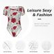 thumbnail image 4 of Balery Leaves And Anemone Body de cuello redondo de manga corta para mujer Tops de manga corta Tops básicos-Large, 4 of 7