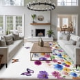 thumbnail image 3 of Spring Flowers Large Area Rugs 5x8 ft Watercolor Colorful Floral Leaf Butterfly Dragonfly Washable Rug Non Slip Indoor Carpet Absorbent Floor Mat for Living Room Bedroom Dining Room, 3 of 9