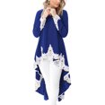 thumbnail image 1 of Women's Loose Lotus Leaf Cocktail Round Neck Flounce Ruffle Sleeve Irregular High Low Maxi Dress, 1 of 1