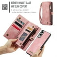 thumbnail image 3 of Dteck 2 in 1 Detachable for Samsung Galaxy S25 Edge Wallet Case with Card Holder, Shockproof Retro Premium Flip Leather Cover Magnetic Zipper Pocket Phone Cases, Pink, 3 of 6