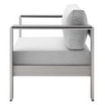 thumbnail image 3 of Lounge Chair Armchair, Sunbrella, Fabric, Aluminum, Metal, Steel, Silver Grey Gray, Modern Contemporary Urban Design, Outdoor Patio Balcony Cafe Bistro Garden Furniture Hotel Hospitality, 3 of 8