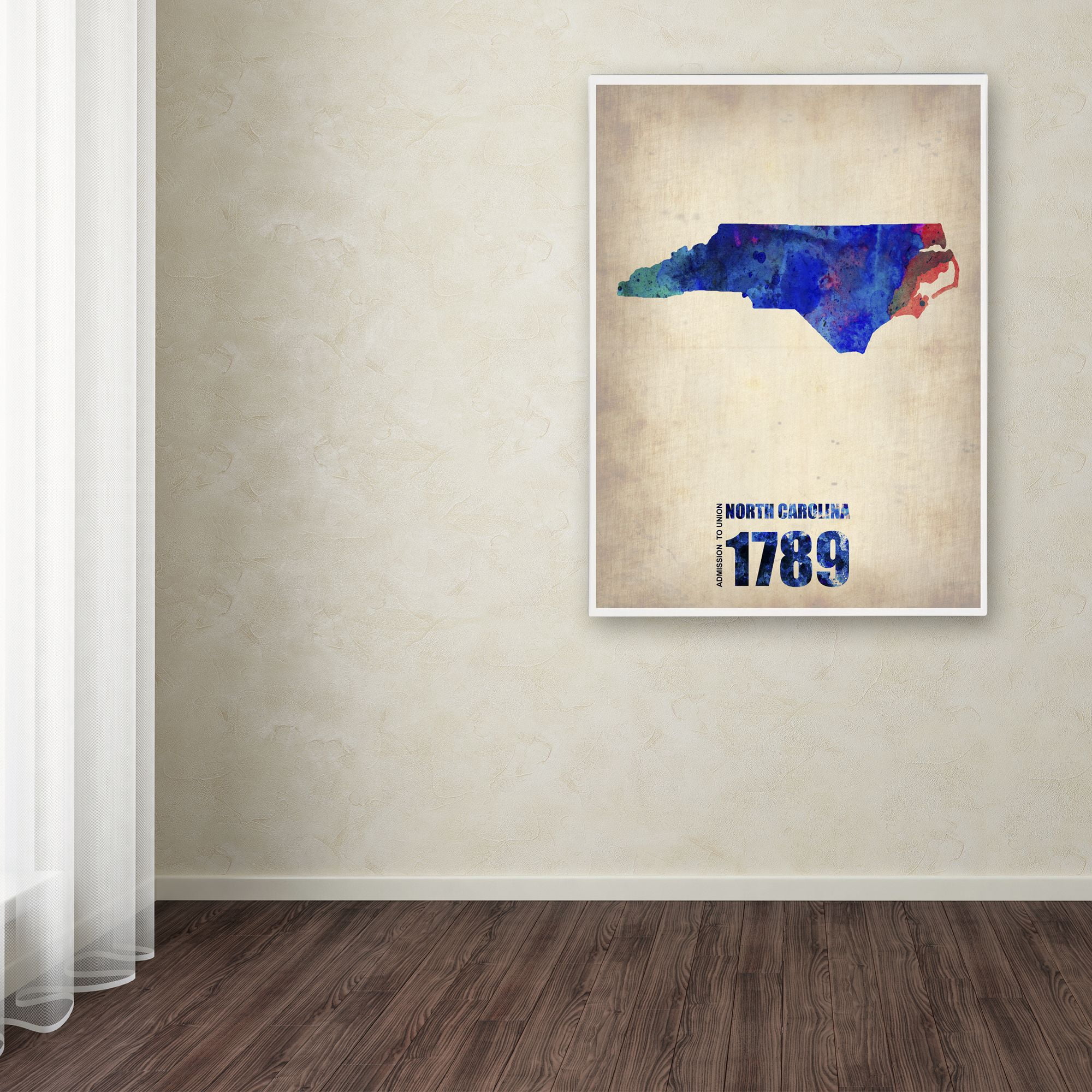 Trademark Fine Art "North Carolina Watercolor Map" Canvas Art by Naxart