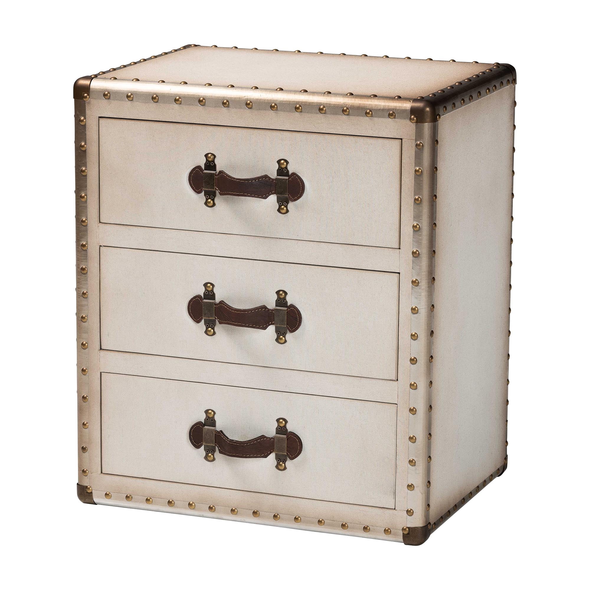 Baxton Studio Mallison Vintage End Table, 3-Drawer, Dark Brown