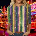 thumbnail image 7 of Mifsaly Womens Mardi Gras Shirts Carnival Mask Print 3/4 Sleeve Tops Comfy Lightweight Festival Blouse Loose Fit Party T-Shirts Spring Summer Going Out Daily Streetwear XXL, 7 of 7