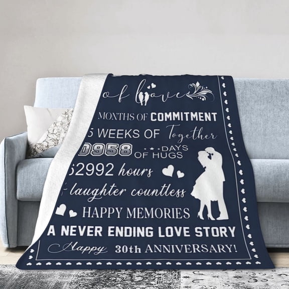 Wijzvio Gift For 30th Birthday Throw Blanket Soft Fuzzy Fleece Blanket For Couch Bed Living Room Decoration 50"X40"