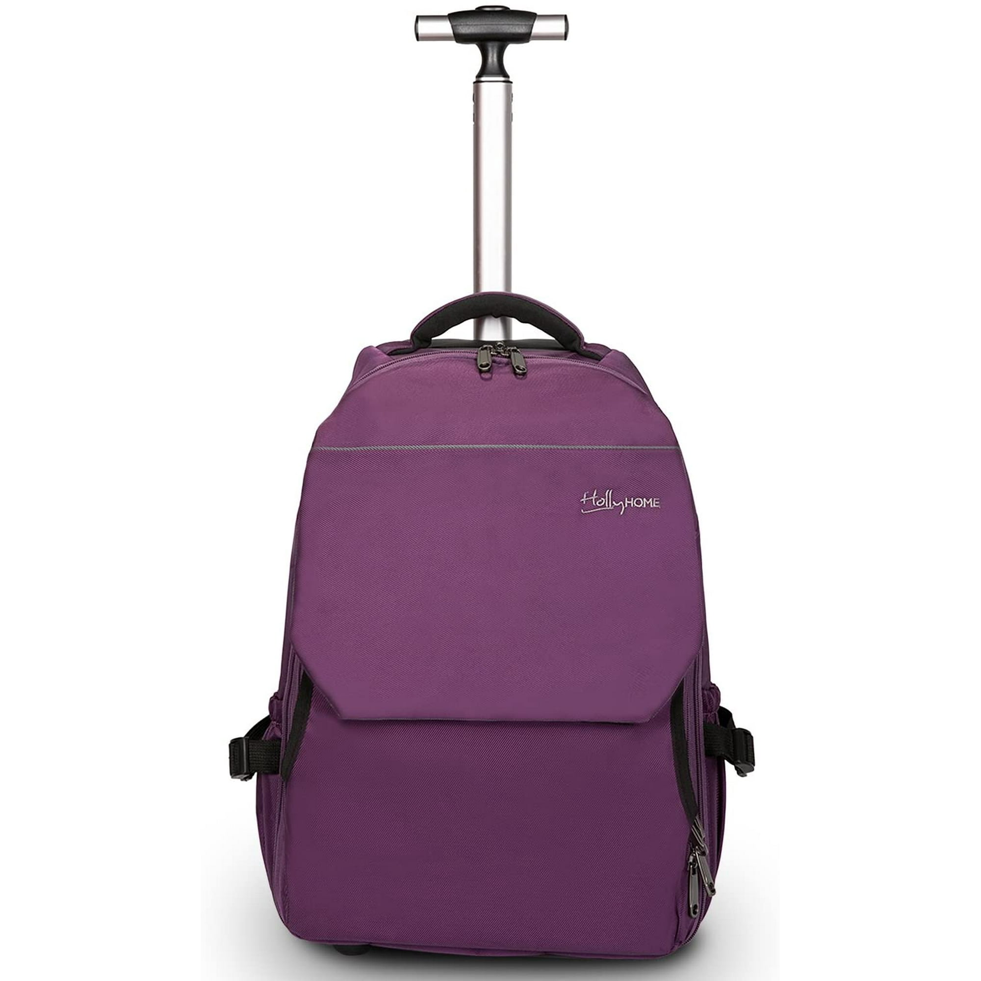 19 inches Large Storage Multifunction Travel Laptop Wheeled Rolling Backpack by Purple Walmart