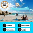 thumbnail image 4 of SUN NINJA 10x10 FT Pop-Up Beach Tent with Sand Shovel, Pegs & Stability Poles – Turquoise Sun Shelter for Beach, Camping & Outdoor Activities, 4 of 8