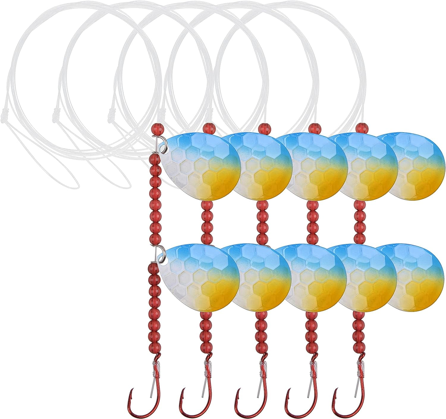 Walleye Spinner Rigs Fishing Lures, 6 Pack Crawler Harness Walleye