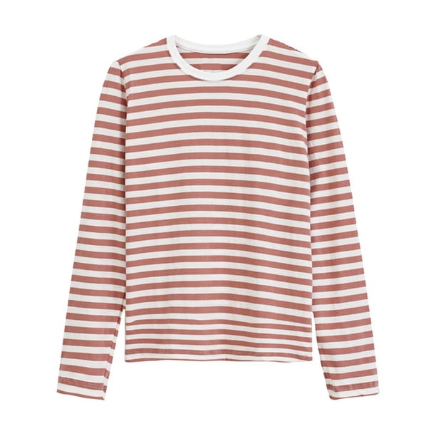 Puntoco Mujer Casual Homewear Tops De Manga Larga Cuello Redondo Rayas Pijamas De Noche Blusa Liquidación Puntoco Puntoco-3661