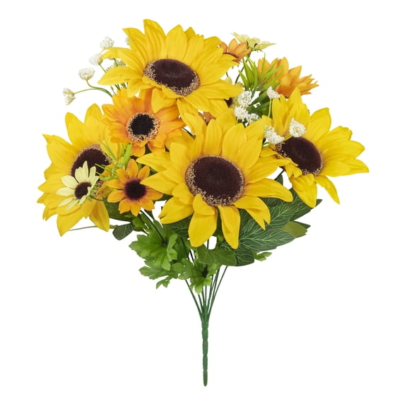20-inch Artificial Silk Yellow Sunflower Mixed Summer Bouquet, for Indoor Use, by Mainstays