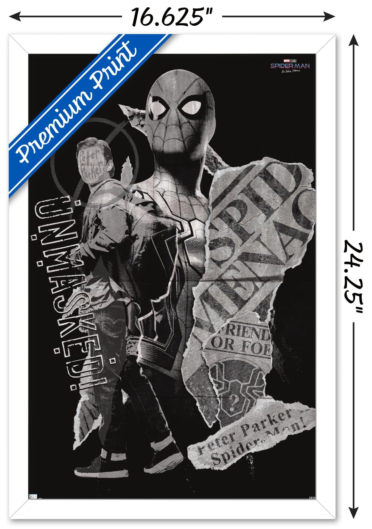 Marvel Spider-Man: No Way Home - Unmasked 16.5" x 24.25" Framed Poster, by Trends International
