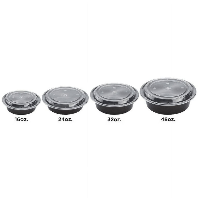 48 OZ ROUND MICROWAVEABLE CONTAINERS COMBO PACK BLACK 150CT — P Plus  Packaging