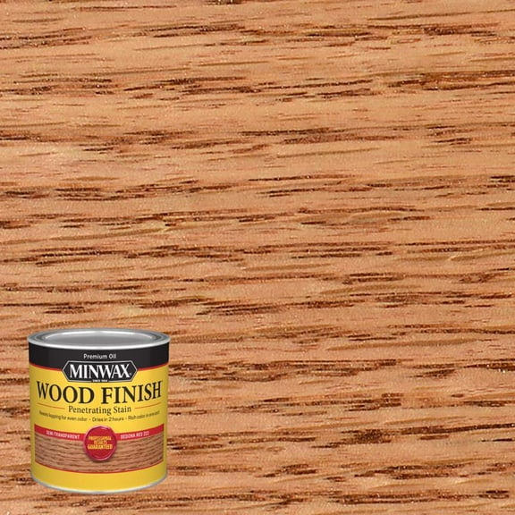 4 Pc, Minwax Wood Finish Semi-Transparent Sedona Red Oil-Based Penetrating Wood Stain 0.5 Pt