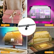 Pecham RGB Monitor Light Backlight Bar, 15.75” Dual Light Screen Light Bar with 15 Modes Dimmable, 3 Color Temperature Adjustable, Eye Caring Screen Light Bar for Reading Gaming