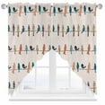 thumbnail image 2 of Birds on the Wire Teal Grey Orange Burlap Background Swag Curtain Valance for Windows, Window Treatments Short Swag Topper for Kitchen Windows Bathroom Bedroom, 36"x63", 2 of 8