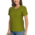 thumbnail image 5 of Yiaed Olive Print Women's T Shirt V-Neck Short Sleeve Shirt Casual Breathable Tee Summer Tops-Small, 5 of 5