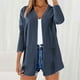 thumbnail image 2 of Tops deportivos,Cárdigan de lino para mujer, escote en V, abertura frontal, manga larga con bolsillos, poliéster ligero, uso diario informal, sopatenor, 2 of 8
