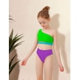 thumbnail image 4 of Girls Swimsuit Two Piece One Shoulder Cutout Bikini Summer Beach Sport Bathing Suits for9-10T, 4 of 11