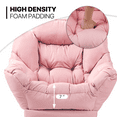 thumbnail image 6 of MoNiBloom Water-resistant Cotton Lazy Chair for Adults, Modern Upholstered Single Sofa with Ottoman, Removable Cover Accent Lounge Chair for Living Room, Pink, 6 of 10