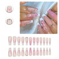RAGUPEL 24Pcs Glue on Nails for Women,Silver Glitter Press on Nails Coffin,Hand-Painted Butterfly Nail Press Ons,False Nails for Dating,Party,Taking Pictures,Daily Life,Style2