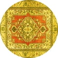 thumbnail image 1 of Ahgly Company Machine Washable Indoor Round Persian Yellow Traditional Area Rugs, 8' Round, 1 of 4