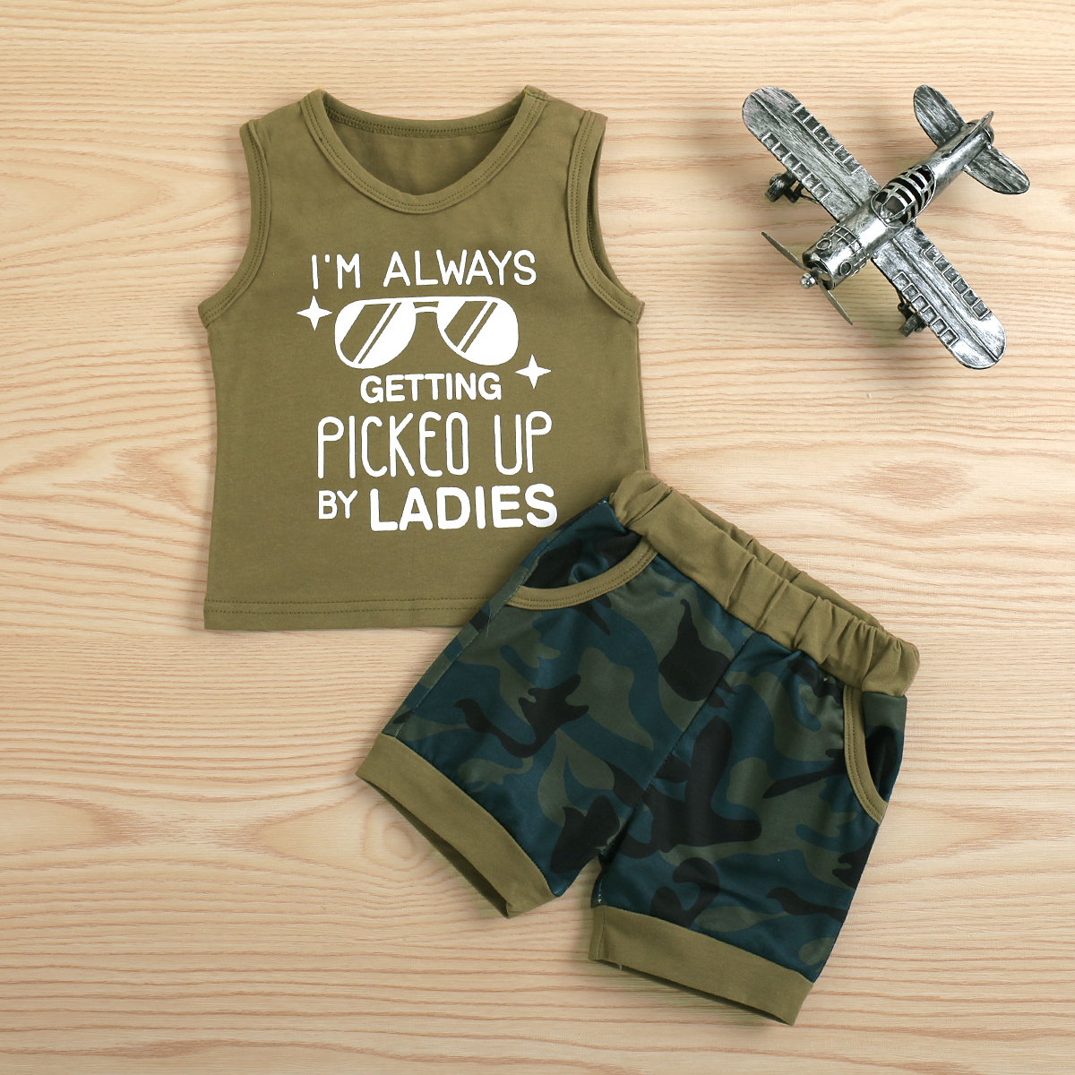 Puloru 2pcs Baby Boy Summer Outfits Letter Print Tank Tops Camo Shorts Walmart Com
