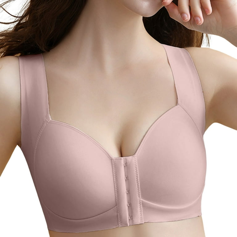 PMUYBHF Strapless Bras Women Plus Size Women's Comfortable Traceless Front  Button Summer Thin Sport no Steel Ring Gathering Collar Wrapping Anti Drop