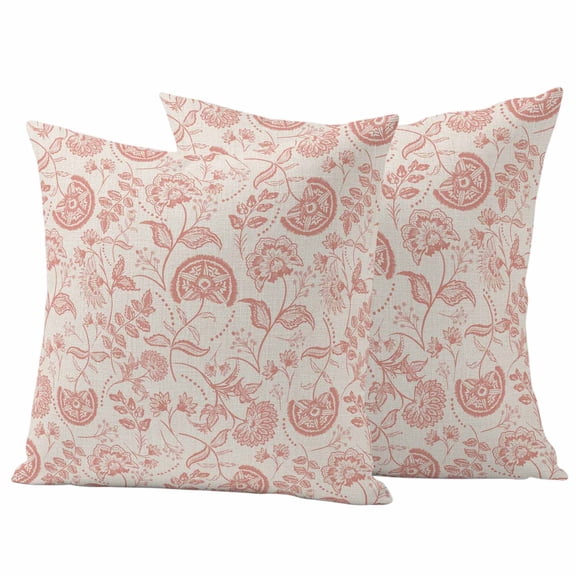 Abstract Spring Floral Outdoor Waterproof Pillow Covers, Farmhouse Summer Botanical Rustic Decorative Square Throw Pillowcase Sofa Cushion Sham for Patio/Couch/Chair, 20"x20" 2 Pack