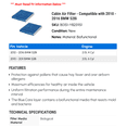 thumbnail image 2 of Cabin Air Filter - Compatible with 2010 - 2016 BMW 528i 2011 2012 2013 2014 2015, 2 of 2