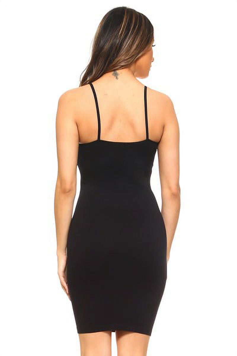 K-Cliffs Lady's Solid Seamless Long Strapless Cami Top or Dress Black, One Size