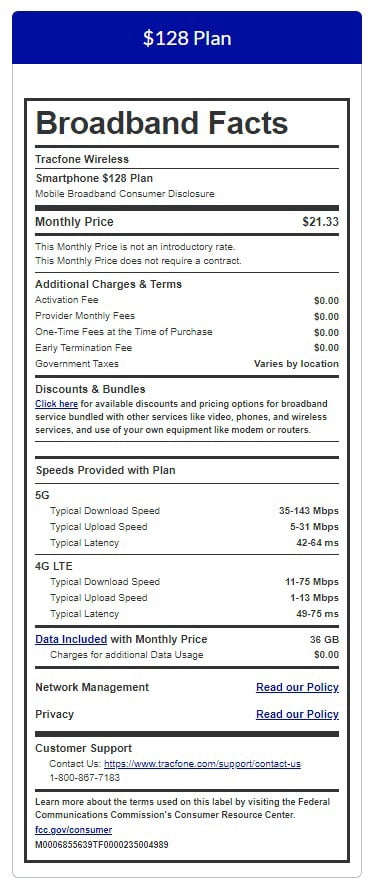 Tracfone $128 Unlimited Talk & Text plus 36 GB of Data 180-Day - Prepaid Plan e-PIN Top Up (Email Delivery)