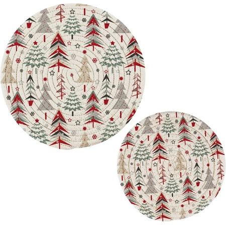 

Tangkunup Christmas Tree Trivets Pot Holders Set of 2 Decoration Potholders for Kitchens Pure Cotton Thread Weave Trivets Hot Pads for Kitchens Coasters Placemats Spoon Rest for Cooking