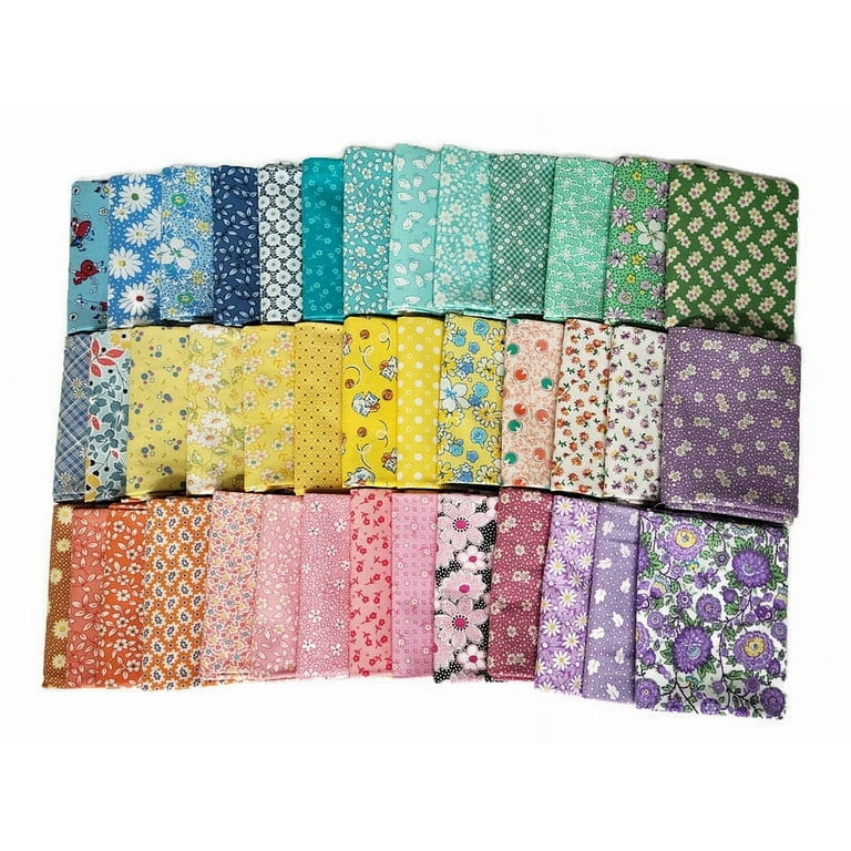 10 Fat Quarters - 1930's -1950's Reproduction Feed Sack Small Scale Floral  Depression Era Vintage-Look Flowers Storybook Whimsical Nostalgia Prints