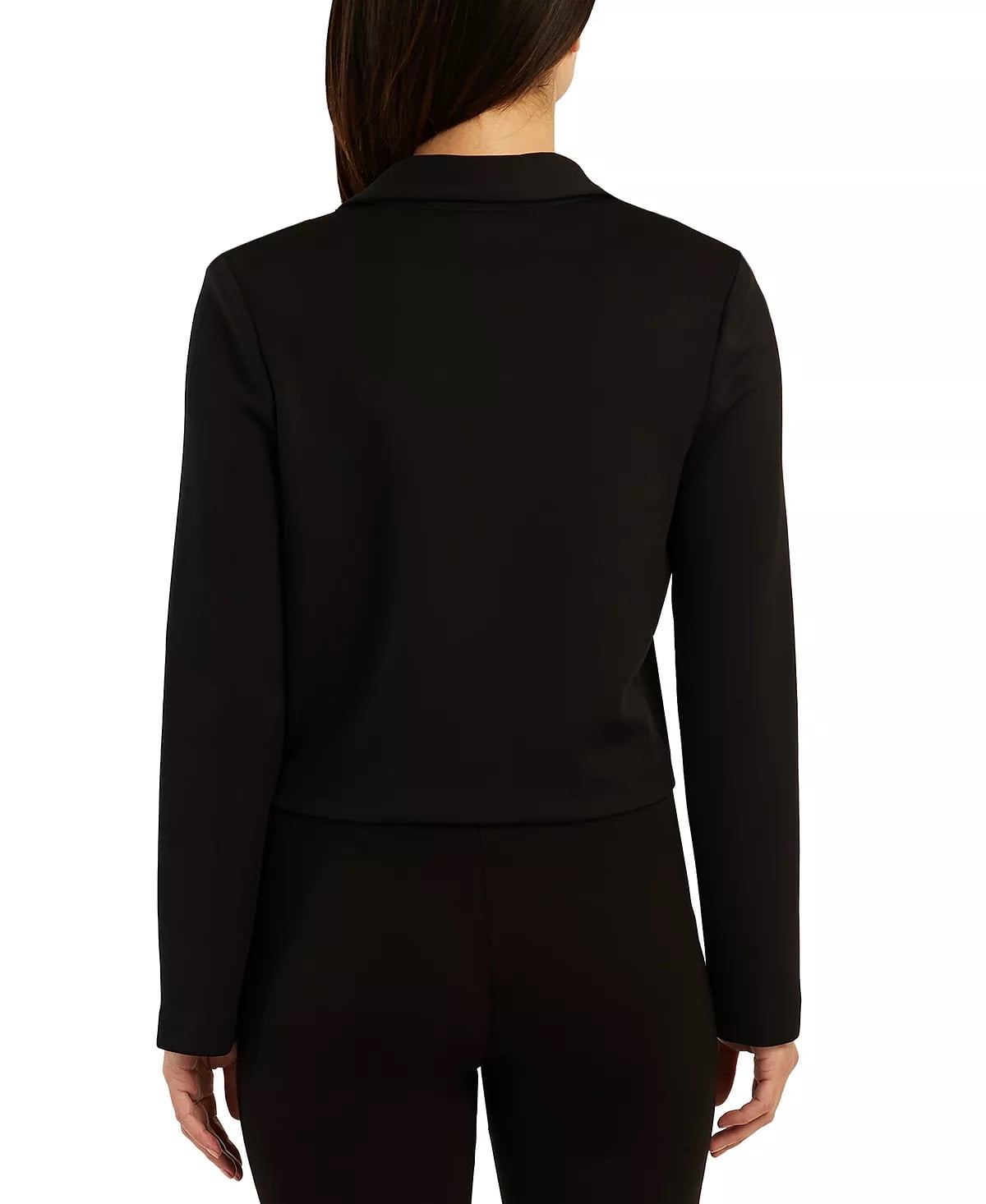 Bcx Juniors' Notched Collar One-Button Cropped Jacket, Black, XL - Main Image