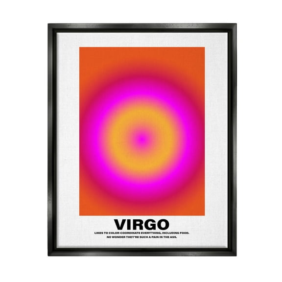 Stupell Industries Funny Virgo Astrology Abstract Painting Black Floater Framed Canvas Art Print Wall Art, 17 x 21