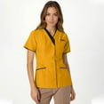 thumbnail image 3 of Domzest Women's Scrubs Tops Clearance Soft Basic Color Short Sleeve Shirts Trendy V-Neck Nursing Top Medical Workwear Tee with Pockets Yellow S, 3 of 4
