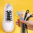 thumbnail image 2 of Lazy Bread Lace Buckle Elastic Shoelaces Round Locking No Tie Shoe Laces Kids Adult Quick Lazy Laces Rubber Sneakers Shoelace black 100cm, 2 of 6