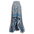 thumbnail image 5 of Tennis Skirts for Women Summer Skirt Boho Floral with Split Low Side Ruffle Swing Style for Women Blue XL, 5 of 6