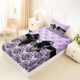 thumbnail image 2 of Manfei Black Princess Bowtie Twin Fitted Sheet,Western Damask Victorian Floral Bedding,2-Piece,1 Fitted Sheet and 1 Pillowcase, 2 of 6