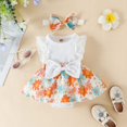 thumbnail image 3 of Baby Girl Summer Clothes Outfits Sleeveless Lace Floral Romper Dress Newborn Outfit, 3 of 7