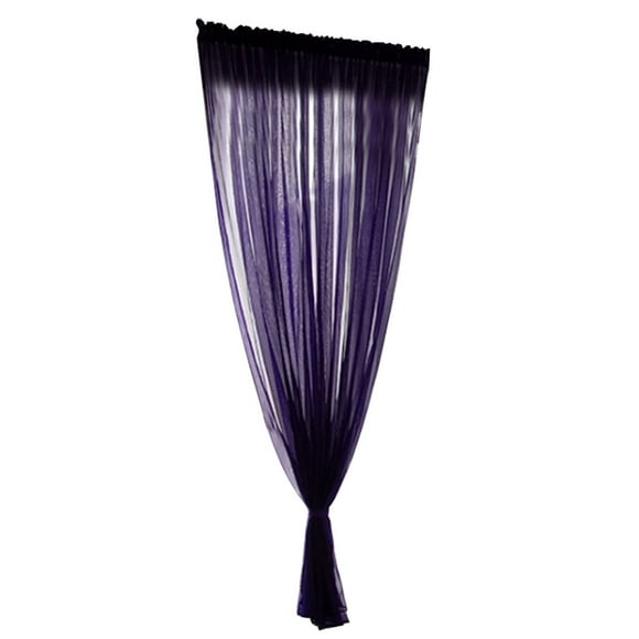 Cortina de tul de gasa de poliéster de estilo sencillo para ventana, paneles transparentes para decoración de dormitorio y sala de estar, color morado, 1 x 2,7 m