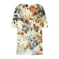 thumbnail image 5 of QUNYINEY Leaf Womens Blouses Summer Short Sleeve Casual Plus Size Tunic Tops Crew Neck Pleated Pullover Loose Shirts for Women, 5 of 6